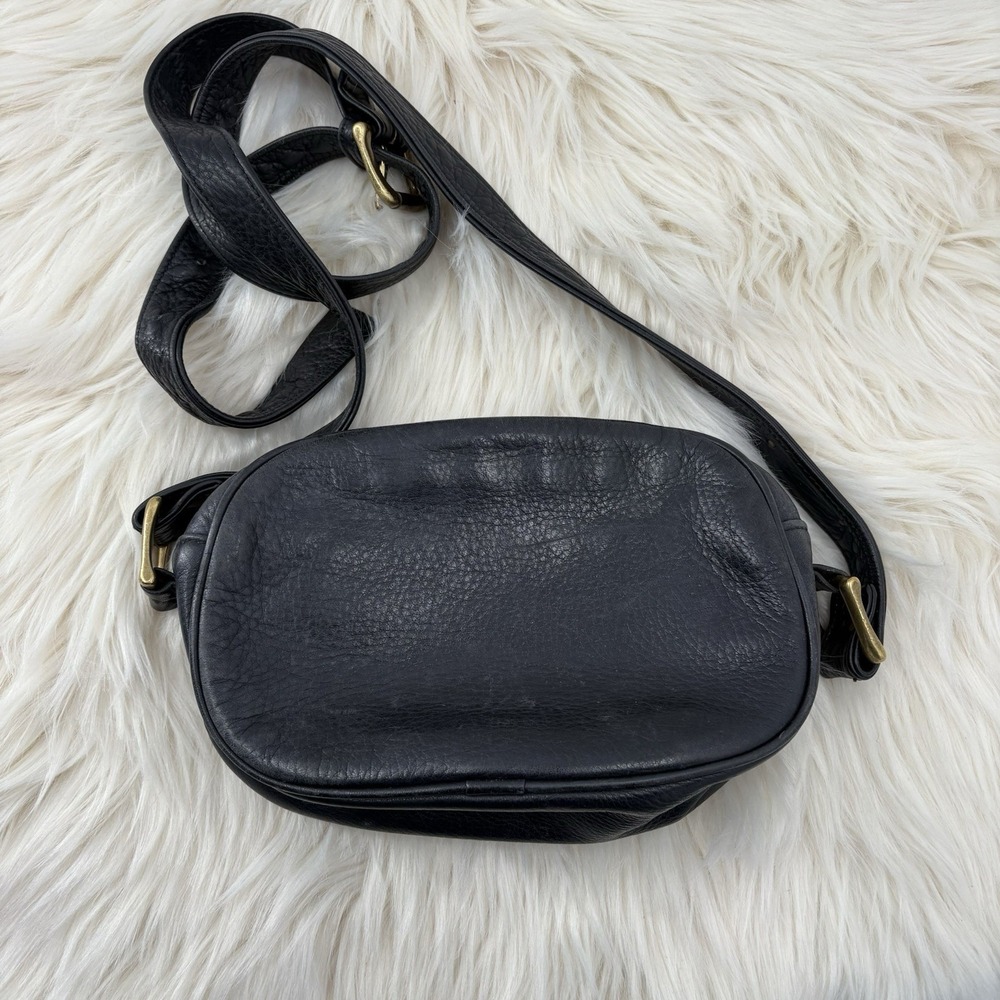 RARE Vintage‎ Timberland Black Leather Belt Bag Adjustable Zipper - Excellent
